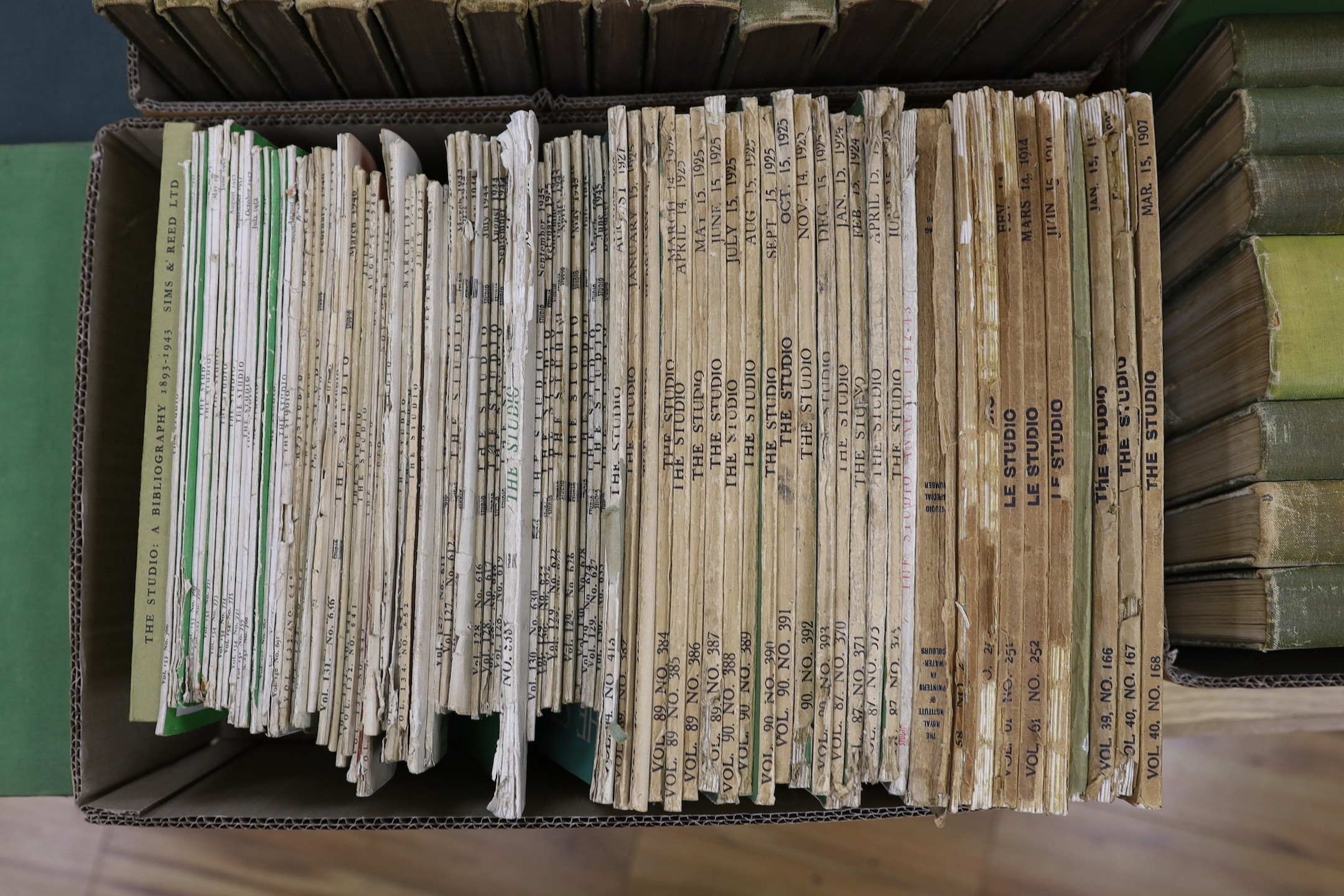The Studio - the following bound vols (publisher's cloth): 12, 17, 18, 20 - 22, 25, 29, 30, 33-37, 39, 44, 45 and 51 (1898-1911); together with loose monthly issues (original wrappers): 1906-1956, 72 various